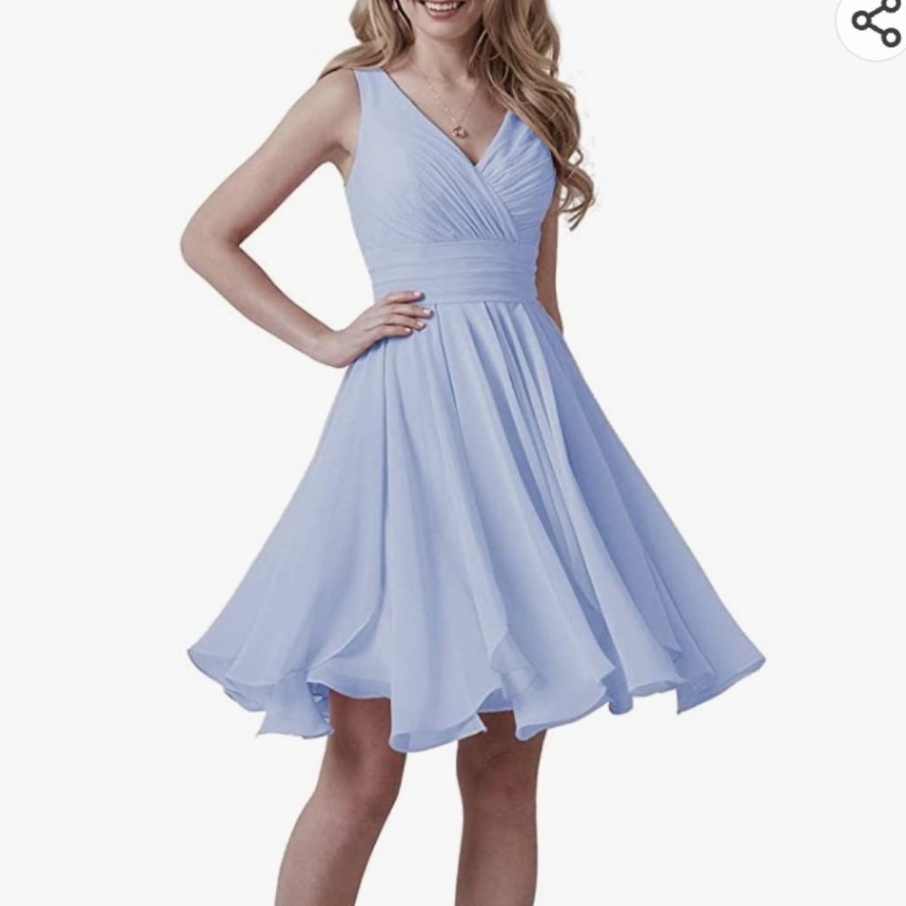 dresspic short v neck knee length bridesmaids dress